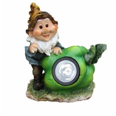 SINTECHNO Sintechno SNF13007-2 Cute Gnome Sculpture with Green Pepper Solar Light SNF13007-2